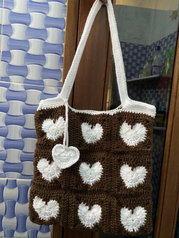 Tote Bag marron&blanc